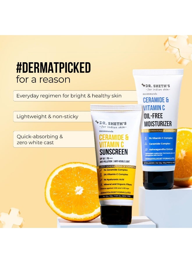 Dr. Sheth's Glow & Sun Protect Duo | Lightweight Sunscreen & Oil-Free Moisturizer Combo | Nourished & Protected Skin | For Normal to Combination Skin | For Men & Women | 50 g x 2 - Image 3