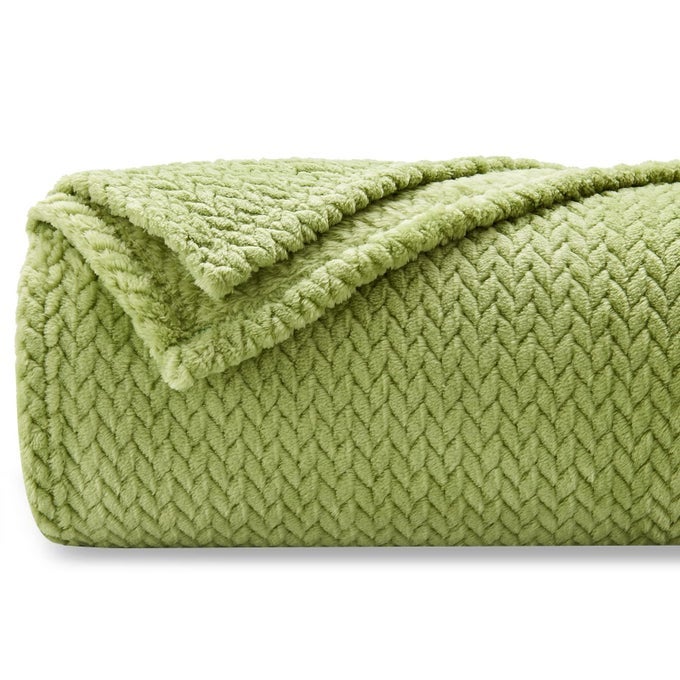 SUPER SOFT THROW BLANKET GREEN PREMIUM SILKY FLANNEL FLEECE LEAVES PATTERN LIGHTWEIGHT BED BLANKET ALL SEASON USE GREEN THROW50X60
