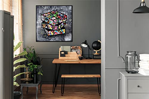 SIXTTART Banksy Wall-Art for Office - Framed Wall Art for Living Room - Large Abstract Wall Decor Ready to Hang Size 30"x 30" - Image 3