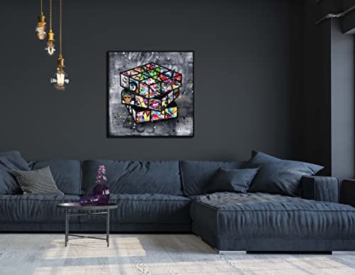 SIXTTART Banksy Wall-Art for Office - Framed Wall Art for Living Room - Large Abstract Wall Decor Ready to Hang Size 30"x 30" - Image 5