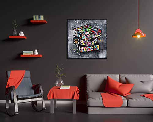 SIXTTART Banksy Wall-Art for Office - Framed Wall Art for Living Room - Large Abstract Wall Decor Ready to Hang Size 30"x 30" - Image 4