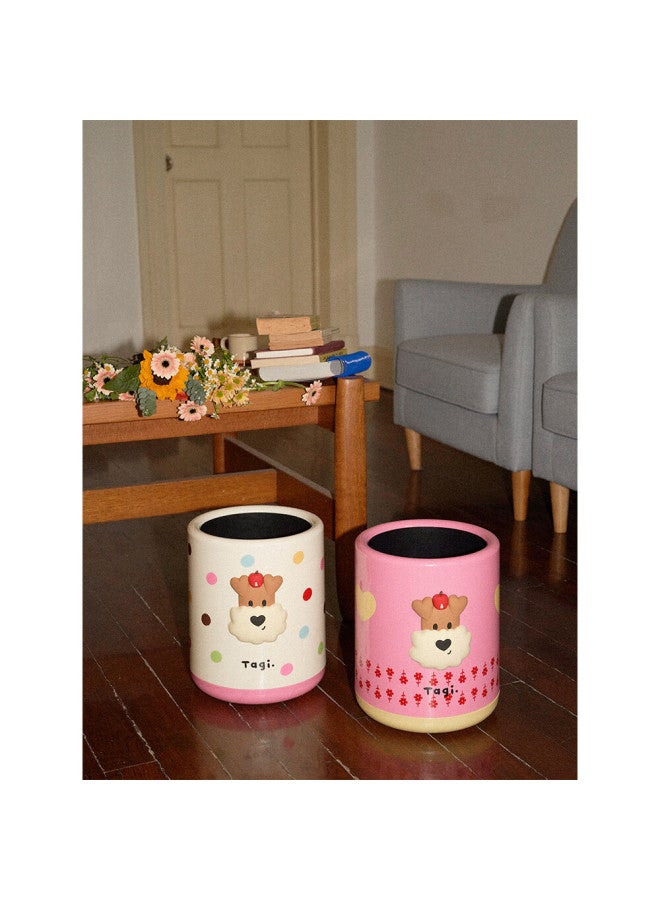Tagi. Tagi "popcorn" Polka Dot Floral Storage Cylinder Large Capacity Double-layer Separation Storage Basket - Floral Heart - Image 4