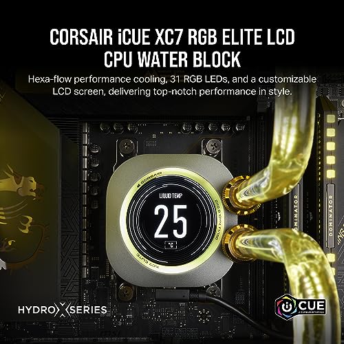 CORSAIR XC7 RGB Elite LCD CPU Water Block - 480x480 IPS LCD Screen - 31 RGB LEDs - USB-C - Fits Intel® LGA 1700, AMD® AM5 and Older - Stealth Gray - Image 2
