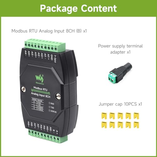 Waveshare Industrial 8-Ch Analog Acquisition Module, 12-Bit High-Precision, Supports Voltage and Current Acquisition, DC 7~36V Wide Voltage Power Supply, 8-ch Voltage Mode, 0~10V - Image 2