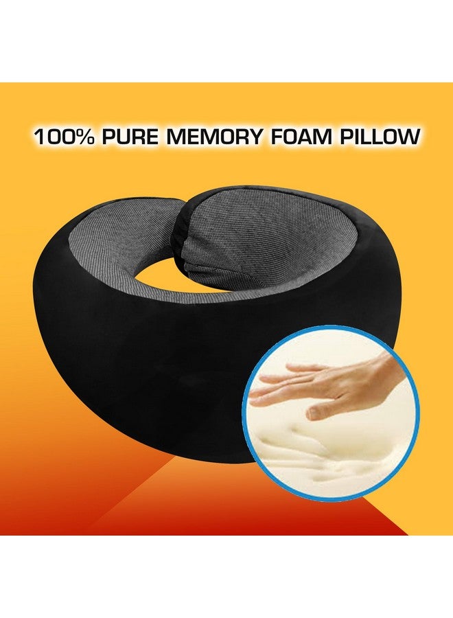 Billebon Ultrasoft Memory Foam Neck Pillow for Travel, Lightweight Comfortable & Breathable Cover, Airplane Travel Pillow Combo with Premium Eye Mask and Carry Bag. (Black) - Image 2