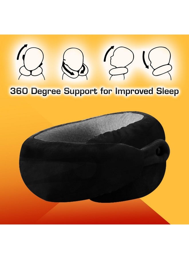 Billebon Ultrasoft Memory Foam Neck Pillow for Travel, Lightweight Comfortable & Breathable Cover, Airplane Travel Pillow Combo with Premium Eye Mask and Carry Bag. (Black) - Image 4