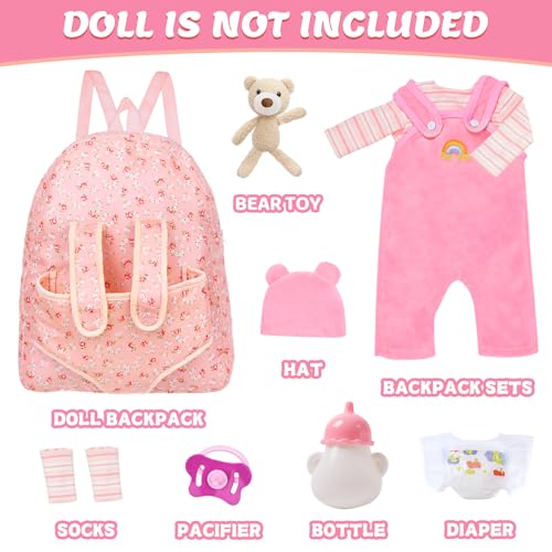 UNICORN ELEMENT Baby Doll Clothes with Backpack Carrier for 1418 Inch DollReborn Baby Dolls Accessories Set with Bottles Pacifiers for Toddlers and Kids 2 3 4 5 Year OldDolls not Included - Image 5