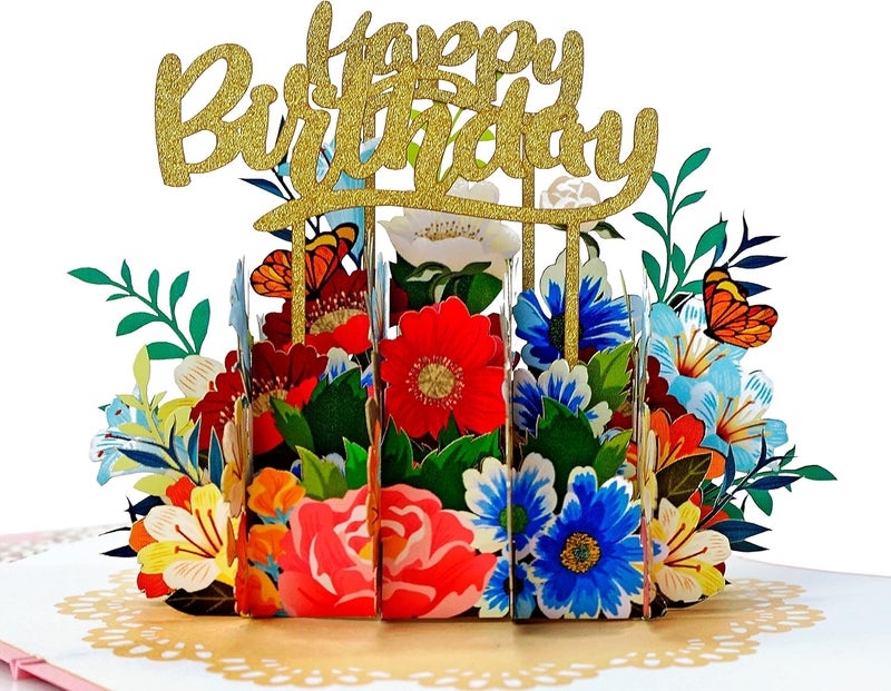كت بوب أب. كوم بطاقة عيد ميلاد منبثقة CUTPOPUP، عيد الأم، تهنئة ثلاثية الأبعاد، بطاقة شكر (زهور عيد الميلاد) - Image 1