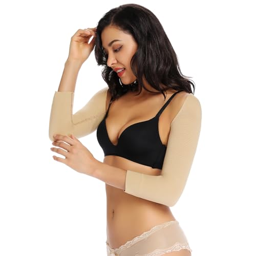 JOYSHAPER Upper Arm Shapers for Women Lipo Post Surgery Compression Arm Slimming Sleeves Posture Corrector Beige - Image 3