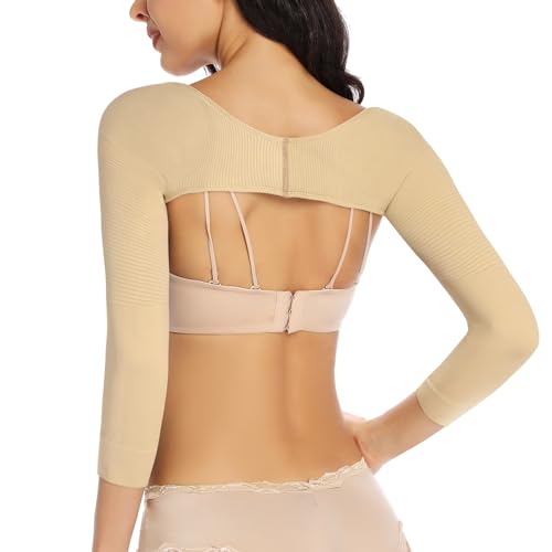 JOYSHAPER Upper Arm Shapers for Women Lipo Post Surgery Compression Arm Slimming Sleeves Posture Corrector Beige - Image 2