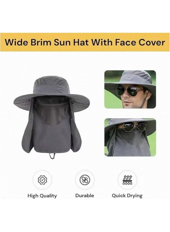 JUE-FISH Sun Hats for Men Women Fishing Hat UPF 50+ Breathable Wide Brim Bucket Hats Summer UV Protection Safari Hat with Neck Flap - Image 2