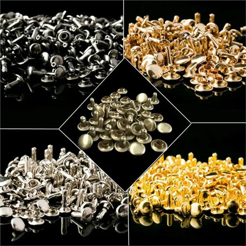 Gold Double Cap Rivets 400Pcs 5x6mm For Leather Craft Bag Belt Clothing Decor - Image 5