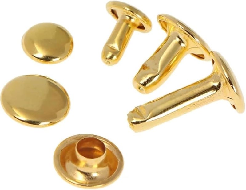 Gold Double Cap Rivets 400Pcs 5x6mm For Leather Craft Bag Belt Clothing Decor - Image 1