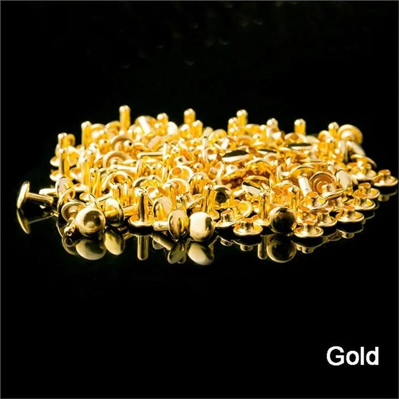 Gold Double Cap Rivets 400Pcs 5x6mm For Leather Craft Bag Belt Clothing Decor - Image 4