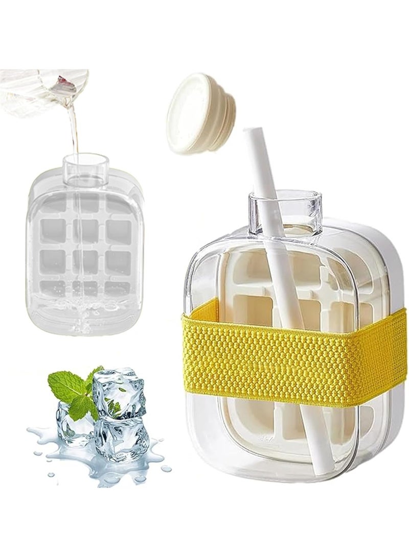 RATSAW Ice Cube Bottle 2 in 1 Touch-Free Ice Cube Tray Water Bottle with Lid and Straw Leakproof Ice Stick Tray Ice Cube Making Bottle For Coffee Juice Summer Cold Drink White, 500ML  - Image 1
