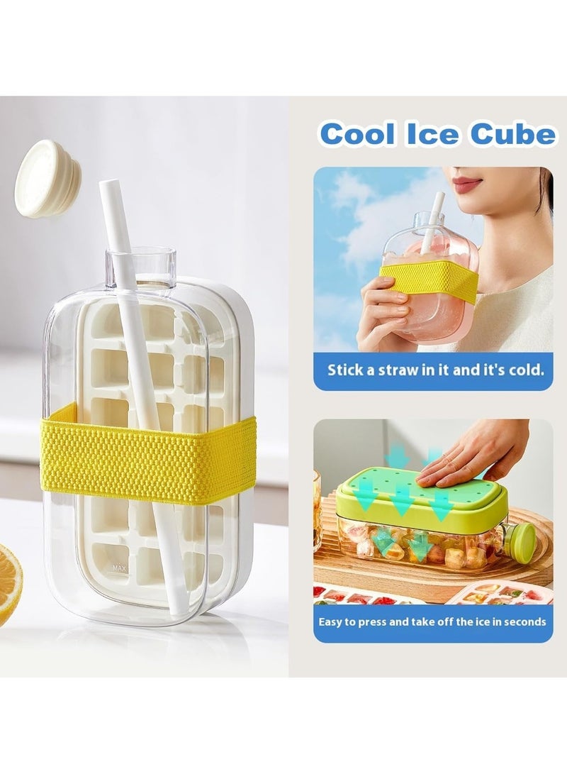 RATSAW Ice Cube Bottle 2 in 1 Touch-Free Ice Cube Tray Water Bottle with Lid and Straw Leakproof Ice Stick Tray Ice Cube Making Bottle For Coffee Juice Summer Cold Drink White, 500ML  - Image 3