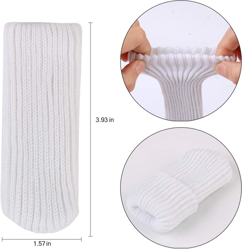 TEKEFT 16pcs White Color Knitting Wool Furniture Socks/Chair Leg Floor Protector (16 White) - Image 3