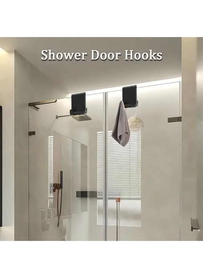Heavy Duty Shower Door Hook Black No Drill Bathroom Organizer For Towels Robes - Image 4
