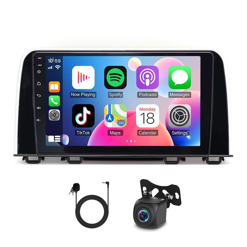 464G 9 Android 14 Double Din Car Stereo with Wireless Carplay Android Auto for Honda CRV 20172021 IPS Car Audio Receiver wWiFi GPS Bluetooth AHD Camera MicSWCAV inFMAM Radio Receiver