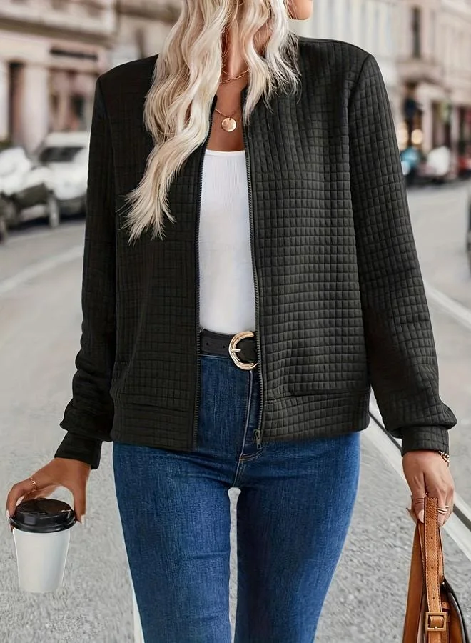 تايك تو جاكيت بأكمام طويلة بسحاب ومزخرف