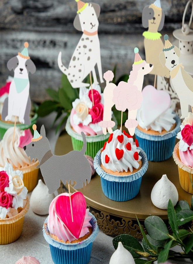 LLOUSSAK 24PCS Pet Dog Cupcake Toppers, Pet Dog Themed Birthday Party Supplies, Baby Shower Party Decorations, Dogs Face Cake Toppers, Puppy Theme Birthday Party Decorations Supplies for Toddler - Image 5