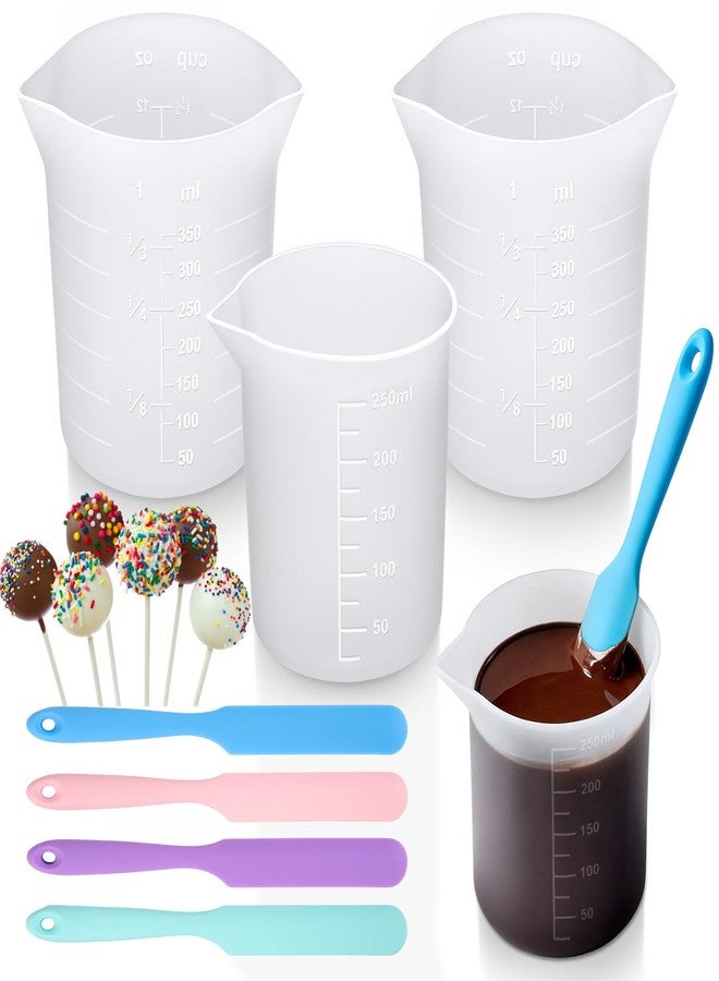 TUZAZO Silicone Chocolate Melting Cup Set with 3Pcs Silicone Measuring Cups (250ml & 350ml) and 4Pcs Jar Spatulas Baking Supplies for DIY Chocolate & Dessert Dipping - Image 1