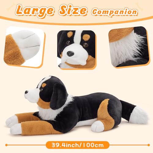 MaoGoLan Giant Bernese Mountain Dog Stuffed Animal Plush Toy Big Large Jumbo Soft Dog Hugging Pillow Toys 393 Huge Size Cute Fluffy Plushy Oversized Plushie Gifts for Kids - Image 5