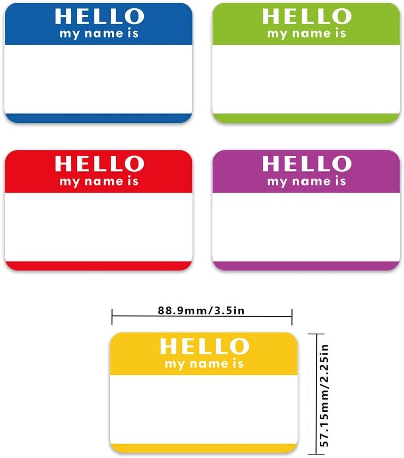 جووديرن 1 لفة 300 قطعة من ملصقات الأسماء الملونة ذاتية اللصق "مرحبًا اسمي هو" ملصقات ملصقات شخصية بخط مثقب، ملصقات ملابس، ملصقات أسماء للمدرسة والفصول الدراسية والمكتب - مرحبًا - Image 4