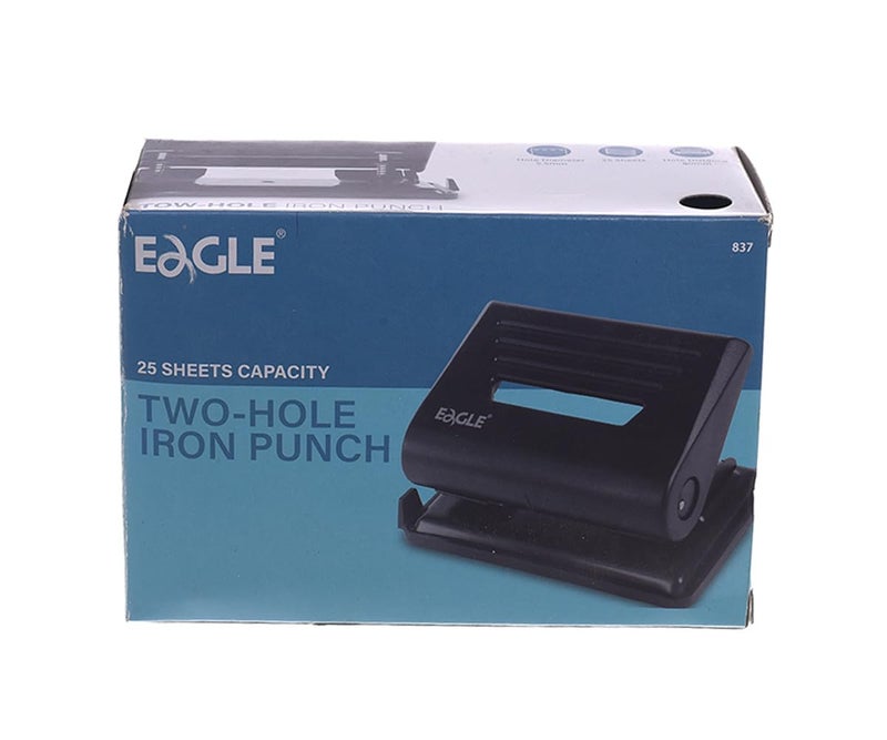 Eagle Two-Hole Iron Punch, Metal, Blue, 25 Sheets Capacity - Image 1