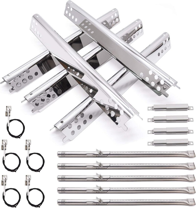 Criditpid Grill Replacement Parts for Charbroil Performance 5 Burner 463347519, 463275517, 4 Burner 463347017, 463377319, 463342119, Grill Burner, Heat Tent Plate Shield, Carryover Tube, Igniter Kit. - Image 1