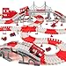 GIAT Race Car Track Toy for Kids Birthday Gift for Boys Ages 3 4 5 6 7 Year Old Flexible DIY Playset with Helicopter and Fire Truck 330 PCS Interactive Set - Image 2