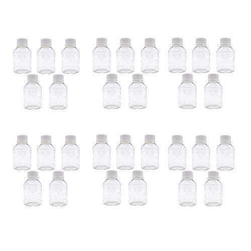 TRENDBOX Pack of 30-100ml Clear Empty PET Mini Storage Bottles Hard Plastic Durable Turn Screw Cover Cap Round Filling Liquid Rhinestones Water Container - Image 1