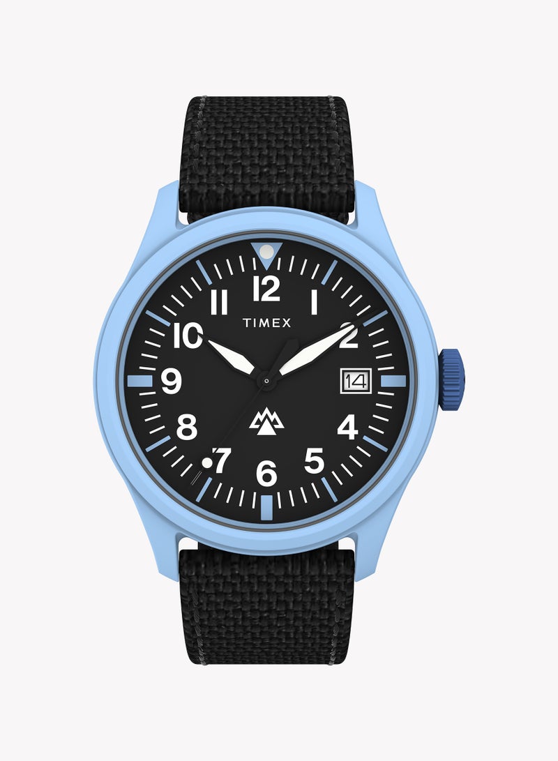 تيميكس ساعة تيميكس إكسبيديشن نورث ترابروك 43 ملم هيكل أزرق مينا أسود وحزام قماش rPET TW2W34300 للرجال - Image 1