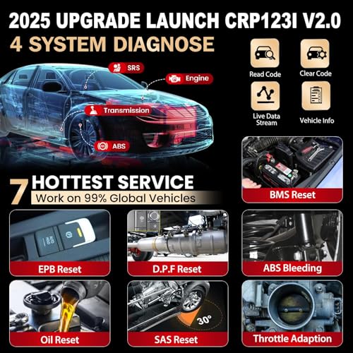 LAUNCH OBD2 Scanner CRP123I V2.0,Scan Tool Upgrade of CRP123E/CRP129E for ABS/SRS/at/ENG, FCA SGW, 7 Reset Services, Oil/Brake/BMS/SAS/D.P.F/ABS Bleeding/Throttle Adaption, Free Lifetime Upgrade - Image 2