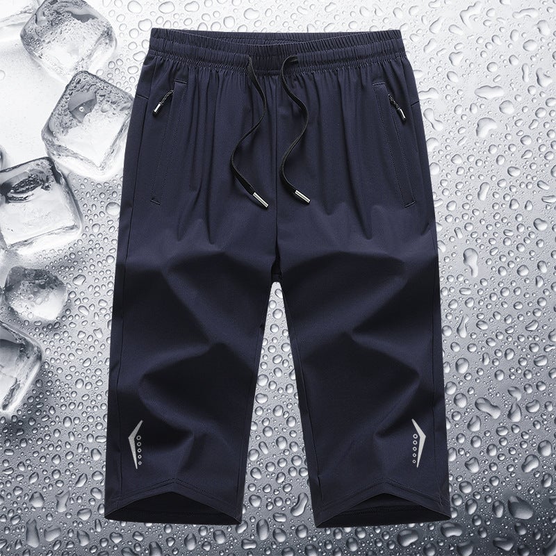 Sports Shorts Men'S 2025 Men'S Ice Silk Quick-Drying Capri Pants Breathable Running Fitness Casual Pants - Image 1