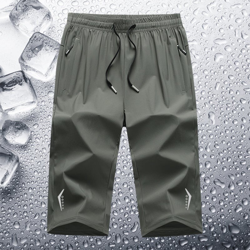 Sports Shorts Men'S 2025 Men'S Ice Silk Quick-Drying Capri Pants Breathable Running Fitness Casual Pants - Image 3