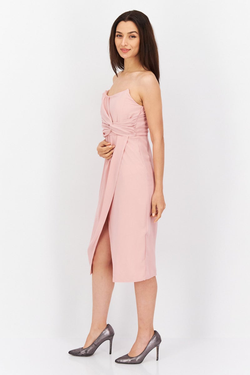 TFNC Women Plain Midi Dress, Pink - Image 3