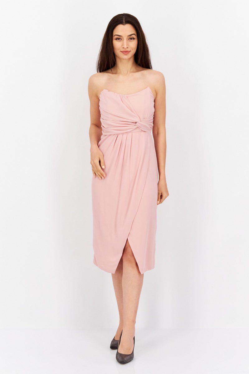 TFNC Women Plain Midi Dress, Pink - Image 1