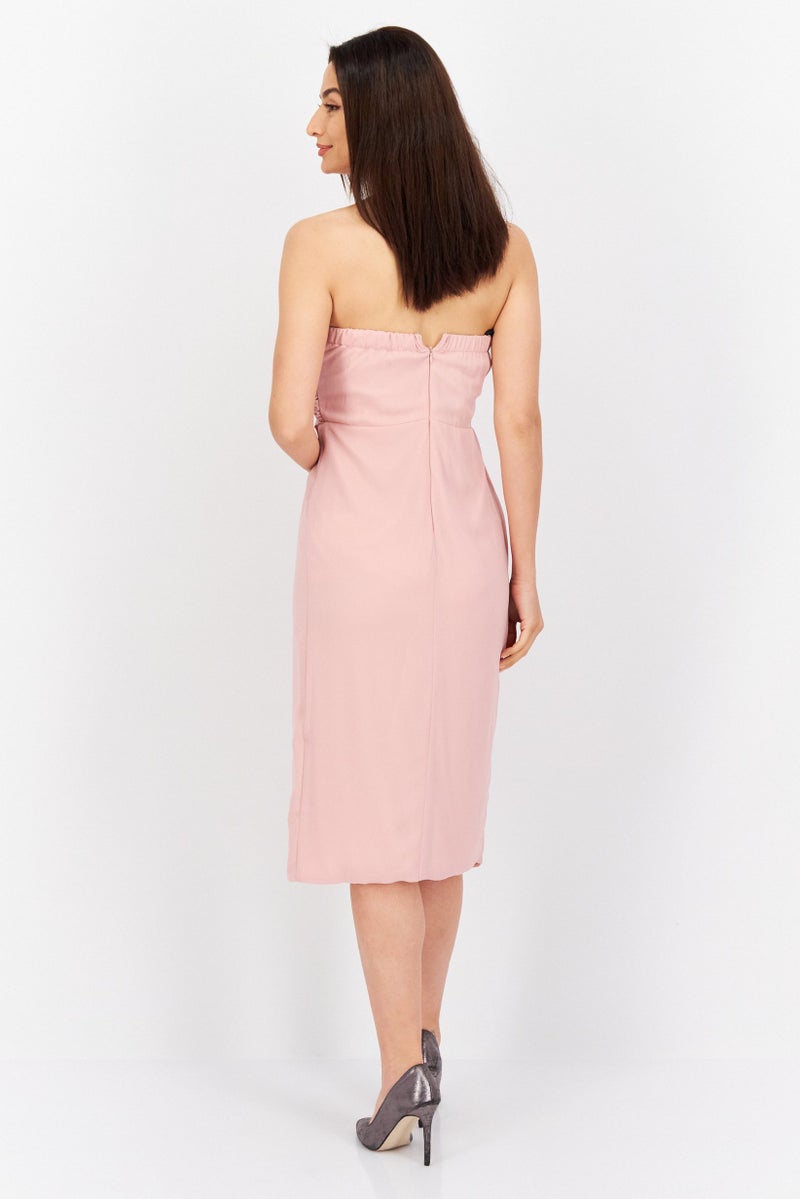 TFNC Women Plain Midi Dress, Pink - Image 4