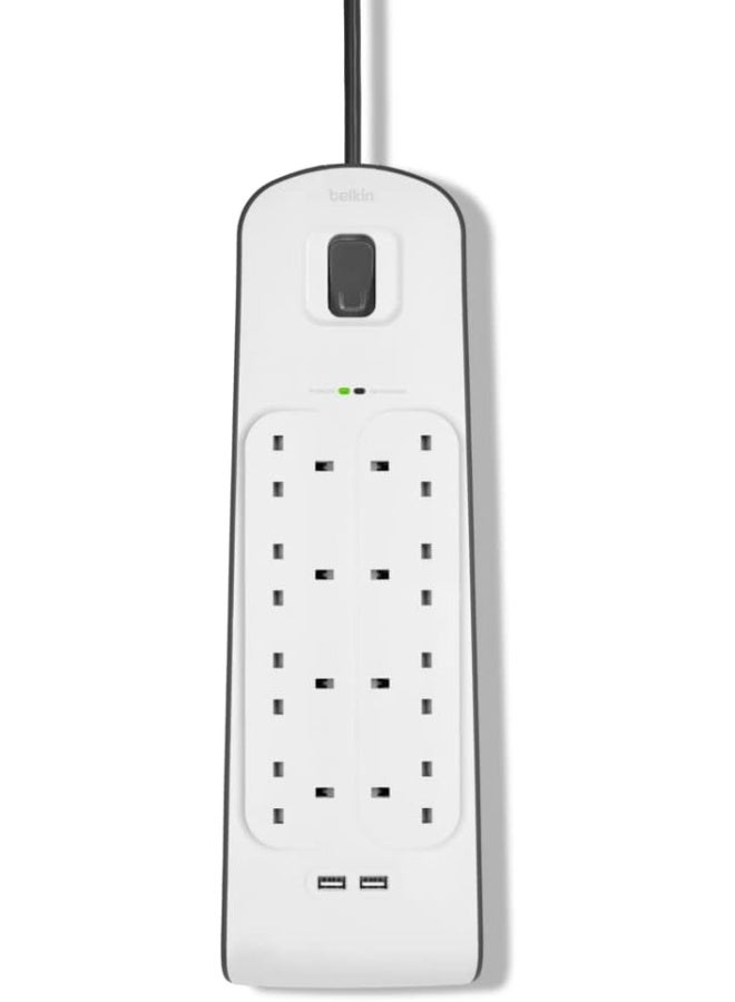 belkin Belkin 8 Way Surge Protection Strip 2 Meter with 2 x 2.4Amp USB Charging  - Image 2