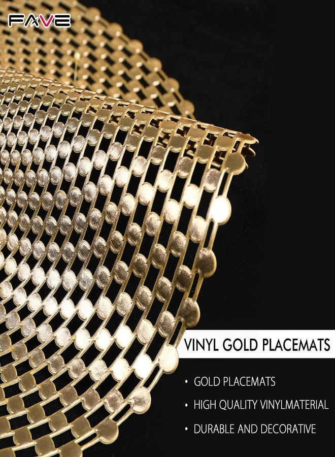 FAVE Set of 6 Gold Vinyl Round Placemats - Washable Spiral Hollow Out for Dining, Events, Home Decor & Daily Use (15 Inch) - Image 3