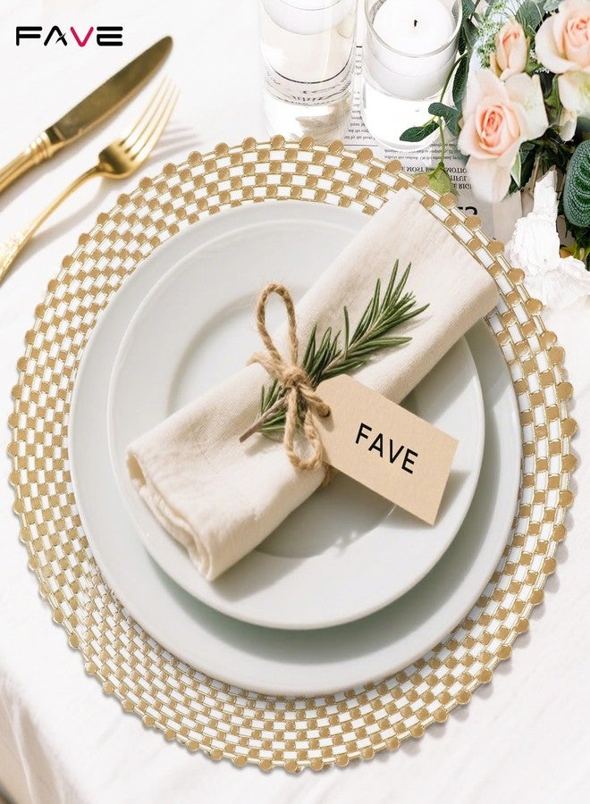 FAVE Set of 6 Gold Vinyl Round Placemats - Washable Spiral Hollow Out for Dining, Events, Home Decor & Daily Use (15 Inch) - Image 2