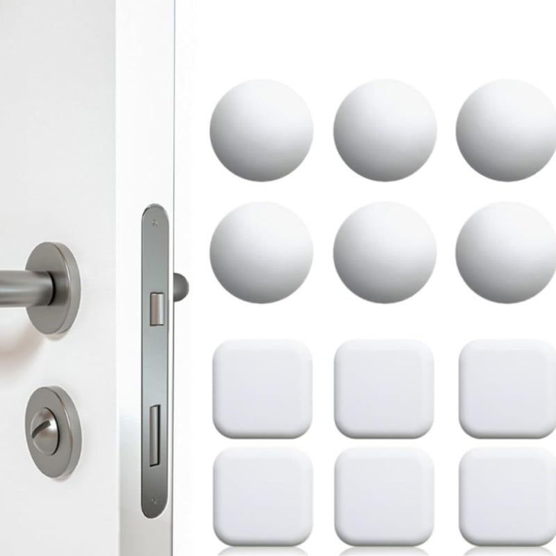 12 Pack Silicone Door Stoppers Wall Protector - Self-Adhesive Bumper for Home & Office (White) - Image 1