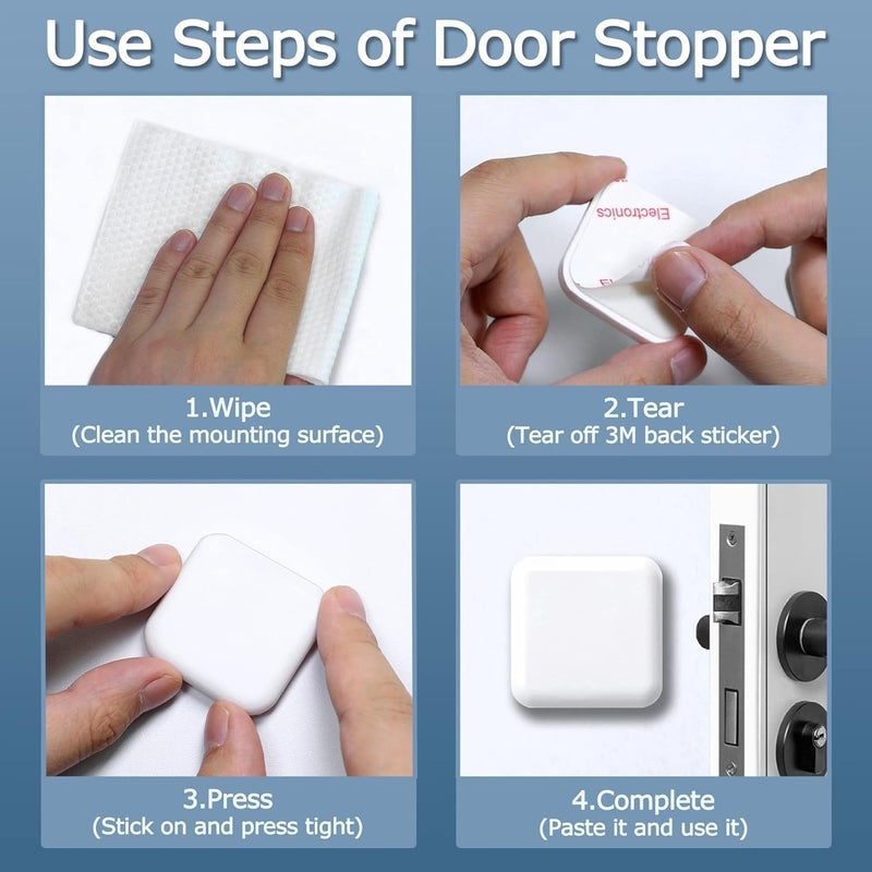 12 Pack Silicone Door Stoppers Wall Protector - Self-Adhesive Bumper for Home & Office (White) - Image 3