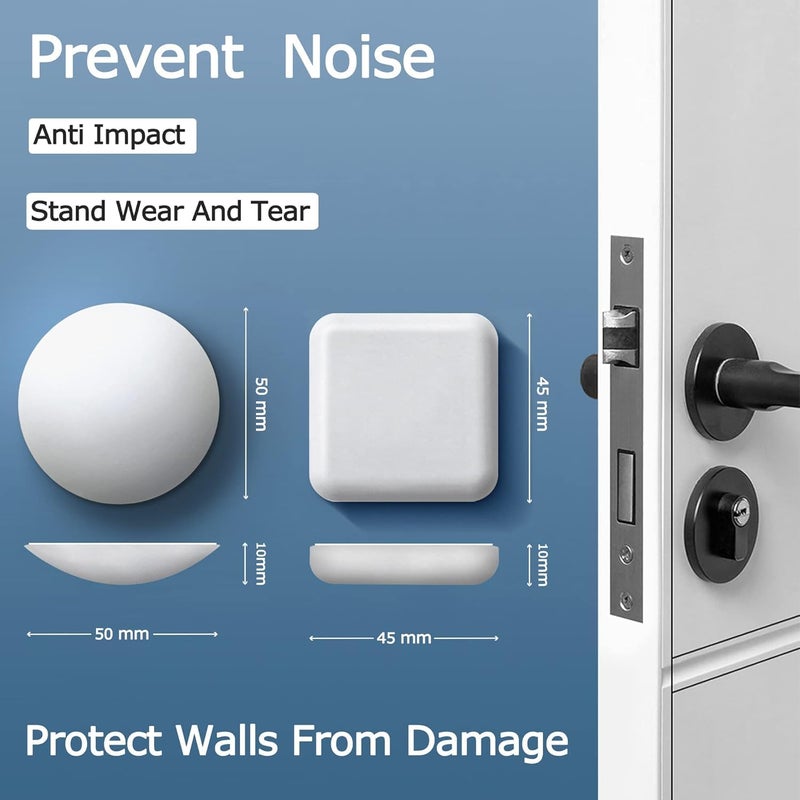 12 Pack Silicone Door Stoppers Wall Protector - Self-Adhesive Bumper for Home & Office (White) - Image 2