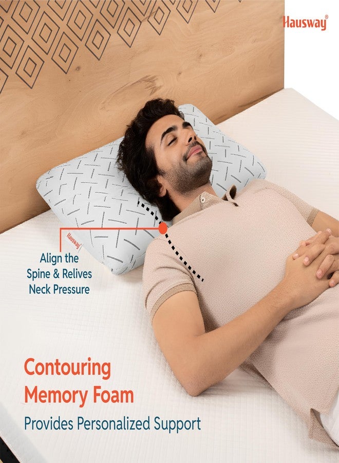 HAUSWAY Memory Foam Pillow Set of 1 for Neck & Back Pain Relief | 3-Inch Thin Cooling Gel Cervical Pillow with Washable Cover | Soft & Supportive Sleep Cushion for Side & Back Sleepers - Image 4