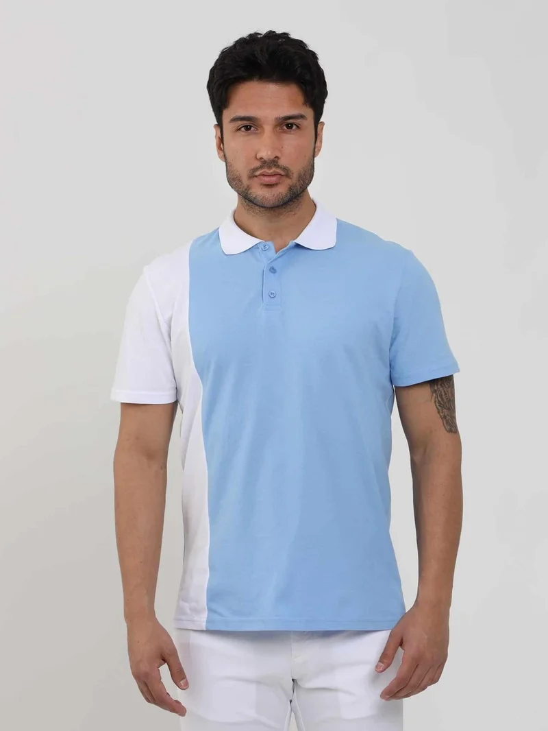Dufy Blue Men's Slim Fit Patterned Polo Neck Tshirt - 105279
