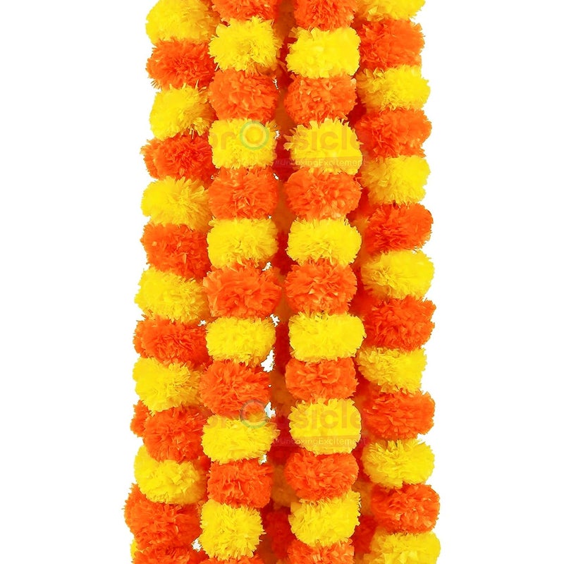 Propsicle Artificial Marigold Flowers Garlands for Background Decoration on Annaprashan Haldi Ceremony Housewarming Door Hanging Puja Room Decor Pack of 5 - Image 1