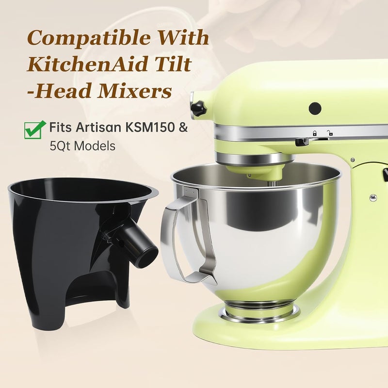 KEEUH Black Kitchen Aid Attachments for Mixer, Mess-Free Pouring for Flour & Egg Liquid, Fits Tilt-Head 5 Qt (KSM150), Perfect for Baking, Dishwasher-Safe Stand Mixer Accessories - Image 3