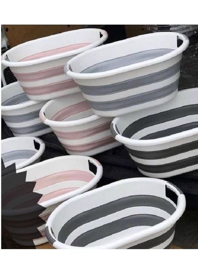Generic - Foldable Plastic Laundry Basket  35 L Oval Bathtub, Foldable Pop-up Storage Container, Portable Laundry Tub, Space-saving Laundry Basket - Image 1
